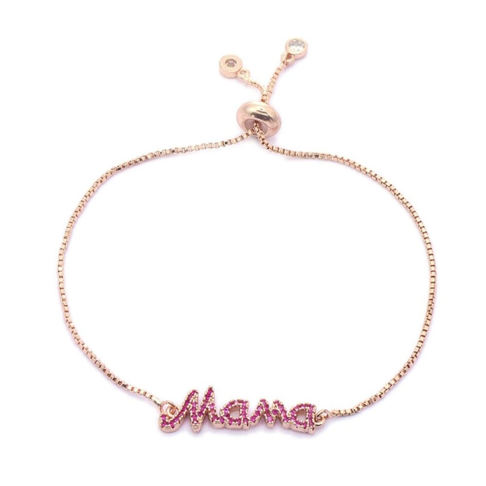 Mom To Be Girl Mama Pink Letters Rose Gold Bracelet